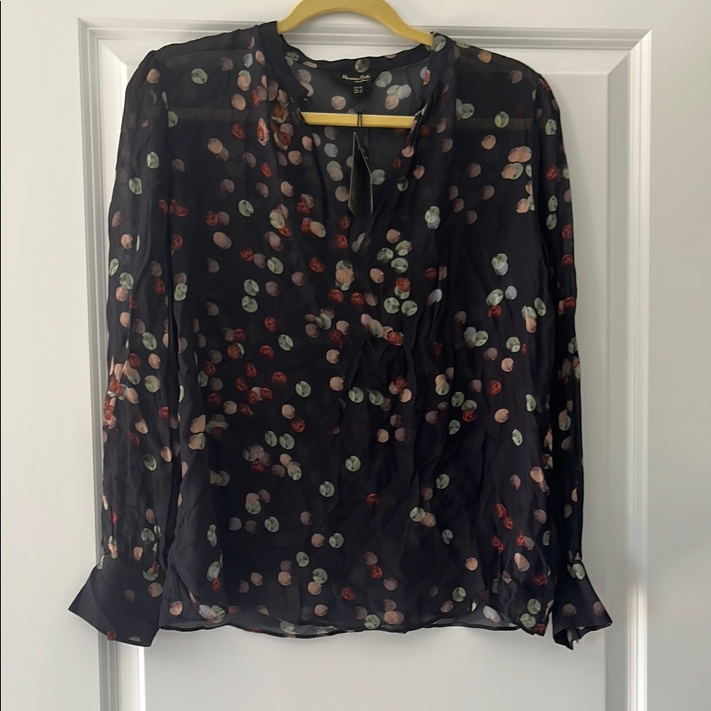 Sheer Black Polka Dot Blouse